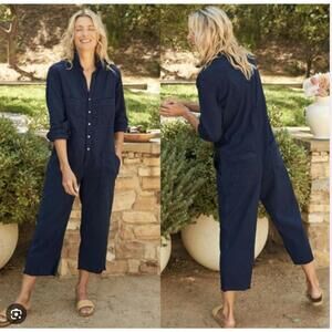 Frank & Eileen Black Long Sleeve Button-Up Jumpsuit Medium